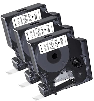 3x Cartridgeify 45013 Etikettenband 12mm Kompatibel mit Dymo D1 12mm x 7m S0720530 für Dymo LabelManager 150 160 210D 280 360D 420P, Kompatibel mit D1 45013 A45013 Schwarz auf Weiß Schriftbänder