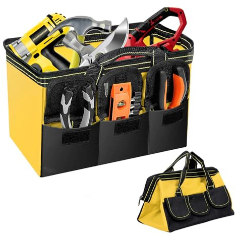 Practical Tool Bag, 16 Inch Heavy Duty Oxford Fabric Electrician Tools Storage Bags with Solid Handles & Smoothly Zipper, Large Capacity Multiple Pockets Tool Organiser for Cars Garden Technicians