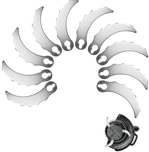 10 Pcs Cuchillas Cortabordes, Cuchilla de Metal para Cortabordes, Cuchilla de Repuesto para Cortacésped, Cuchillas Cortador de Césped (10)