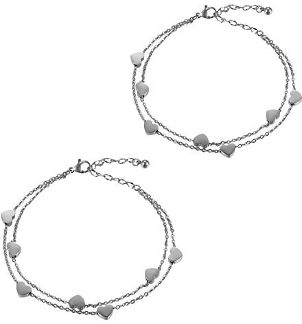 Flongo Fußkettchen Freundschaftsarmband Set, Freundschaftsarmbänder für 2 Armband Armkette Fußkette Herz Infinity Unendlichkeitszeichen Rose Gold Silber Elegant Damen