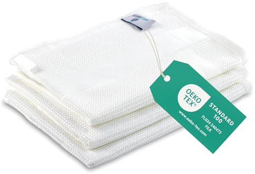 ELEXACLEAN kökshanddukar mikrofiber (3-pack, 68x42 cm, vit) sugstarka, tvättbara 60°C, kökshanddukar modern design