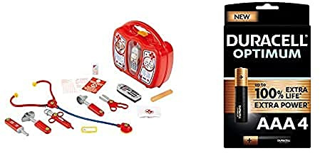 Klein 4350 Mallette Docteur avec téléphone Portable électronique | avec stéthoscope, seringue et Beaucoup d’Autres Accessoires |Dès 3 Ans + Duracell Piles alcalines AAA Optimum