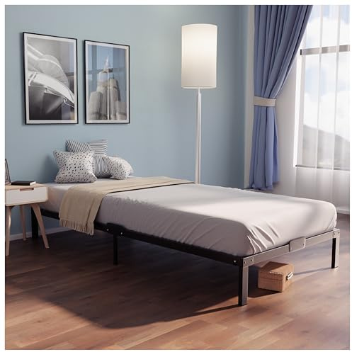 Dreamzie Bett 90x200 aus Metall - Bettgestell 90 x 200 für Matratze Einzelbett, Höche 35 cm - Großer Stauraum, Leicht zu Montieren und Stabil - Schwarzer Lattenrost