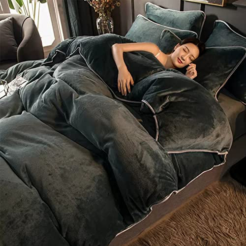 MGHOME Acogedora Funda Nórdica, Funda De Edredón De Franela Gruesa con Cierre De Cremallera, Funda Nórdica De Ropa De Cama De Lujo Ultra Suave para Dormitorio(Queen, C)