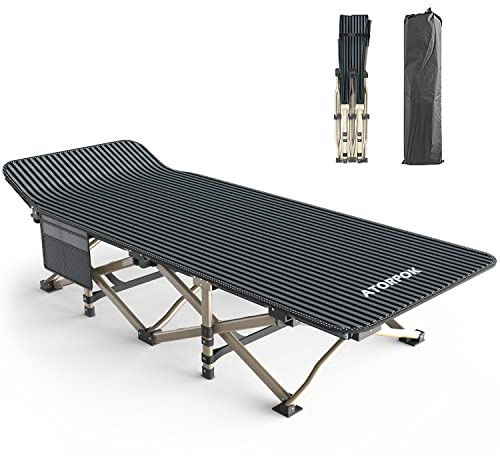 ATORPOK SHOP Lettino per Campeggio Pieghevole Robusto per Adulti, Lettino a Mobile Richiudibile, Carico fino a 200 kg, Grande Area di Riposo 190 x 68 cm, Pesca All'aperto Giardino Interno