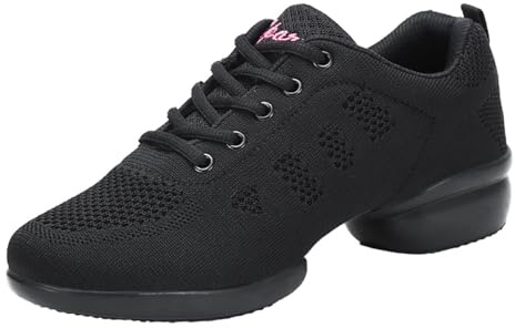 Jazzsneakers för kvinnor och flickor dansskor snörda Cheerleading, skor, dansskor, dam, plattformsskor, Svart 009, 40.5 EU