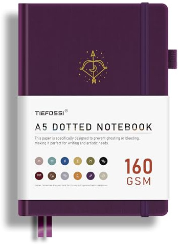 TIEFOSSI Bullet Dotted Journal, Papel Grueso de 160GSM, Cuaderno de Puntos con Constelaciones, Cuaderno de Sagitario para Mujeres, 256 Páginas de Cuadrícula de Puntos Numerados