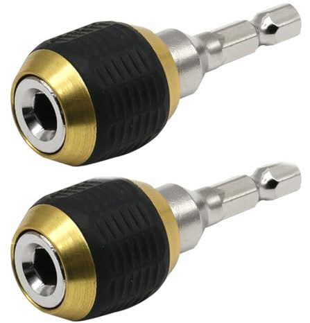 2Pcs Hex Shank Self-Locking Drill Bit Holder, 60mm 1/4 Inch Quick Release Drill Bit Extension Rod Chuck Adapter for Power Drill Screwdriver