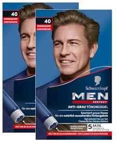 Men Perfect Anti-Grau Tönungs-Gel 40 Dunkelblond (2x 80 ml), Haarfarbe für Männer blendet graue Haare aus, Anti-Grau Tönung für ein natürlich aussehendes Ergebnis