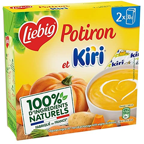 Soupe Liebig Potiron au Kiri - Savoureux Duo 2x30 cl (600g) | Délice Mijoté Crémeux | Soupes Gourmandes | Epicerie Salée - Le Lot De 3