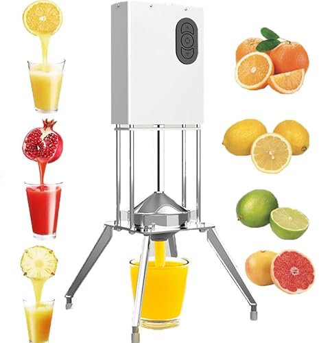 Exprimidor De Naranjas Eléctrico (Red De Jugo De 120Mm) - Diseño Con Cáscara Separada, Exprimidor Manual - Liberación Rápida De Jugo En 1 Segundo, Acero Inoxidable