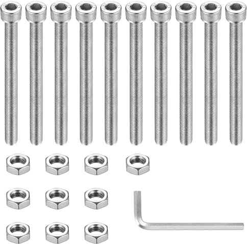10 Pcs Vis M8 Boulons et Écrous, Vis à Tête Cylindrique à Six Pans Creux, Vis et Écrous, Vis à Six Pans Creux, Boulons à Tête Hexagonale, Vis à Métaux en Acier Inoxydable (M8x100mm)