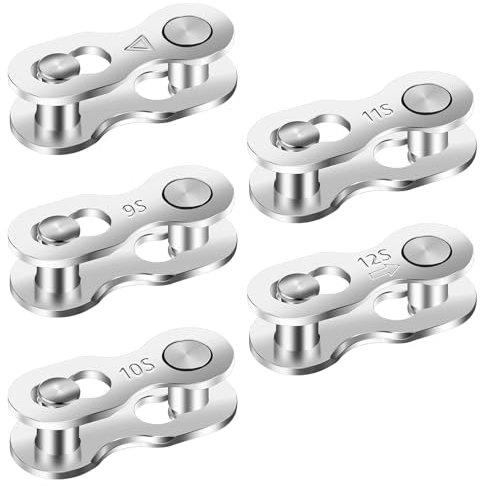 JIYIN 5 Paar Fahrrad Missing Link,Fahrrad Kettenschloss Fahrradkette 8/9/10/11/12 fach Fahrradkettenglied Stahl Fahradanhaenger Fahrrad Missing Link Fahrradketten Kettenglieder Schnellkupplung