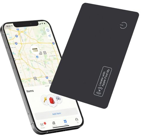 Reyke Dünne Geldbörsen-Tracker-Karte, wiederaufladbarer Geldbörsenfinder, kompatibel mit Apple Find My (nur iOS), Gegenstände-Finder für Gepäckanhänger, Handys, Reisepässe