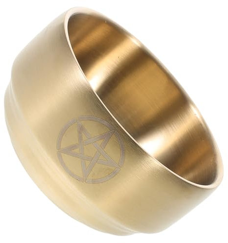 PRETYZOOM RäUcherschale Messing Mit Pentagramm Design Altar Ritual Schale FüR RäUcherungen Kerzen Und Dekoration 10.5cm Gold