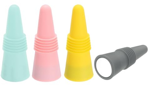 sourcing map 4Pcs Wine Stoppers High Temp Silicone Plug T Shaped Wine Bottle Stopper Wine Outlet Cap Bottle Cover, 4 Color