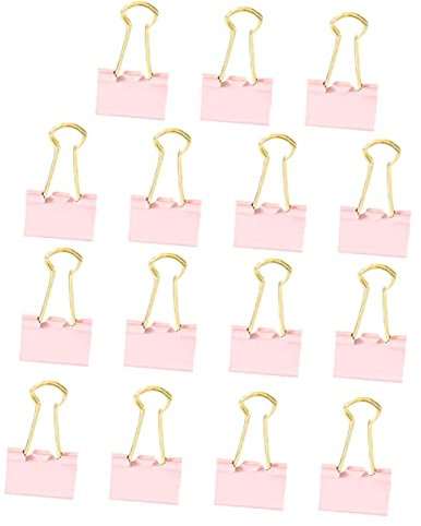 GETAJGHSD 15stücke Büroklammern Metall Binder Clips Rosa Datei Organisationsclips Lernzubehör Schreibwaren Klemmen Für Papier Dokumente Snackbeutel
