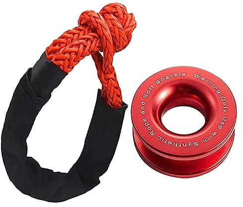Asyduey 1 de Manilles de Corde SynthéTiques pour Voiture Flexibles 55000Lbs Sangle de Remorquage de Remorque Tirer la Voiture en Panne Accessoires de Treuil