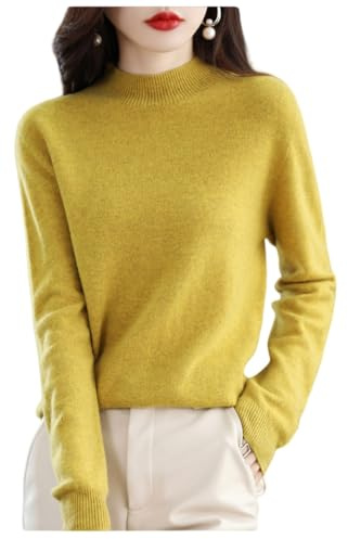 Maglione in Cashmere da Donna, Maglione Lavorato A Maglia in Lana Merino Autunnale, Elegante, Taglia Comoda, A Collo Alto, A Maniche Lunghe, Morbido E Caldo, in Lana Invernale.