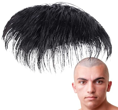 Parche Para El Para Hombres - Postizo Corto, Peluquín De Humano Real | Característica De Peluca Con Clip Negra Natural, Producto De Reemplazo De Ligero Y Transpirable, Solución