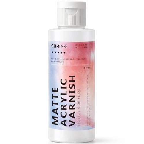 Somime Matte Varnish for Acrylic Painting, 4.06 fl oz Matte Acrylic Varnish Clear Coat Paint for Artwork, Non-Yellowing Artist Protective Finish on Canvas, Wood, Ceramic