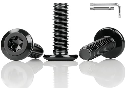 ddckj 30 Piezas Tornillo Cabeza Plana M4 x 20 mm Negros Tornillos de Acero Inoxidable Con Llave Torx Perno de Muebles Rosca Completa
