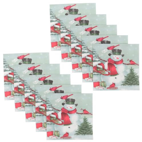 Warmhm Weihnachtliche Bedruckte Servietten aus Papier mit Schneemannmotiv 100 Stück für Weihnachtsfeiern und Festliche Dekoration im Restaurant