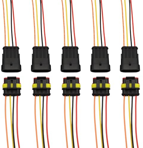 5 Stück Automobil Stecker, männlich, weiblich, elektrische Stecker mit Draht für Auto, LKW, Boote, andere Kabelverbindungen, Automobil
