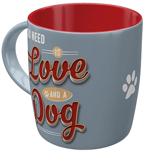 Nostalgic-Art Retro Kaffeebecher, 330 ml, PfotenSchild – Love Dog – Geschenk-Idee für Hunde-Besitzer, Original Lizenzprodukt (OLP), Keramik-Tasse für Kaffee, Vintage Design