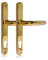XFORT Uros Polished Brass UPVC Door Handle, (PZ 92mm, 211mm Screw Hole Distance, 243mm Overall) DDA Compliant, Long Backplate, Stainless Steel Front Door Handle