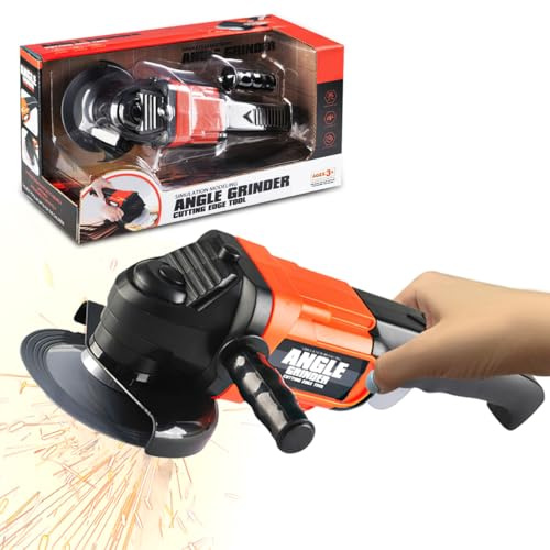 koolbitz Kids Realistic Grinder Power Construction Tool Toy Pack, Realistic Sound for Kids, Toddlers Pretend Play, Lumberjack Work Equipment Plastic Battery Operated Garden Set