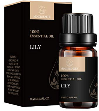 Organisches ätherisches Öl, duftende Öle mit organischer Aromatherapie 100% reine therapeutische ätherische Öle von höchster Qualität (10 ml) 0,33 oz für Diffusor und Luftbefeuchter (Lilie)
