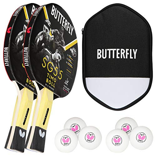 Butterfly® Timo Boll SG55 Tischtennisschläger | Tischtennis Racket Bat Hobby Training | geübte Freizeitspieler | hochwertig | ITTF zertifizierter Pan Asia Belag | anatomische Griffform mit smart.Grip