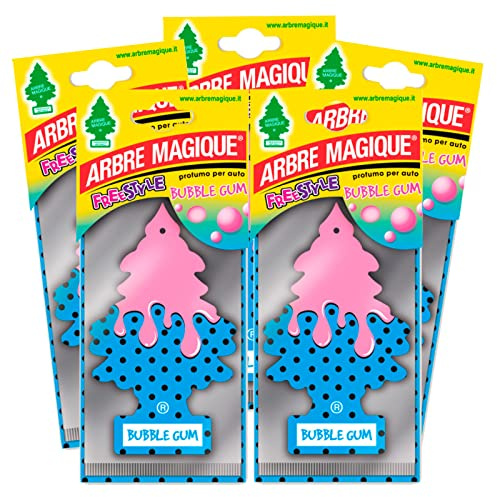Arbre Magique Mono - Parfum de Voiture Bulle Gum, Doux et Amusant - Durée Jusqu'à 7 Semaines - Fabriqué en Italie - Lot de 5 Pièces