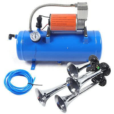 Train Luft Horn Kit Mit Kompressor Tank Durable Suv Car Truck 12V 150Psi 6L Air Compressor Trompete Hupe Trumpet Dc Neu Luftkompressor ReifenfüLler Dhl Komplettsystem Trumpethorn FüR Huge Sound