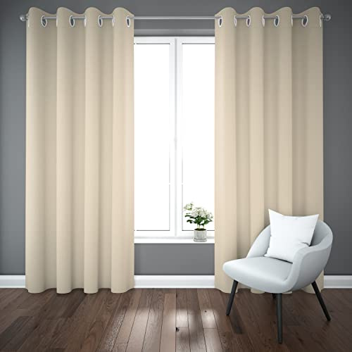 Tenda Camera da Letto Oscurante Termica Isolante con Occhielli per Interni 140x290 CM (Beige)