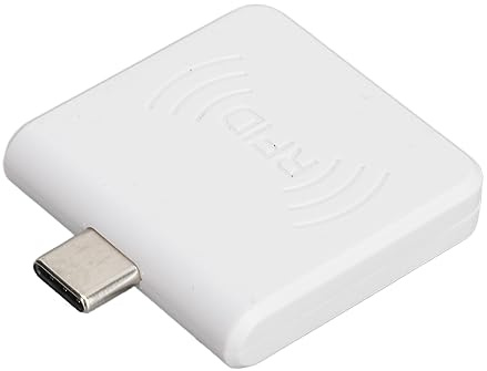 Bewinner Tragbarer Kontaktloser Smartcard-Leser, Quadratischer Leser für Kontaktloses Hochfrequenz-RFID-ID-Handy-Kartenlesegerät mit Typ-C-Anschluss, 0,2 S Schnelles Kartenlesen (White)