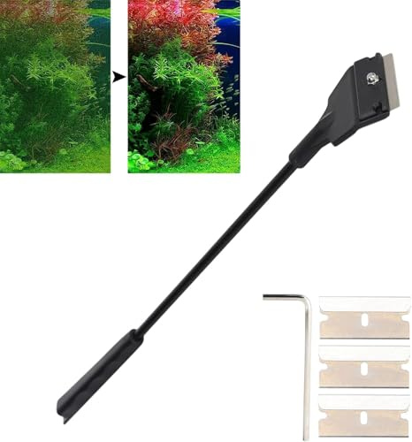 Cocoarm Aquarium-Algenschaber, Austauschbare Klingen, Aquarium-Glasreiniger, Algenschaber, Doppelzweck-Schaufel, Langer Griff (Standardschaber)