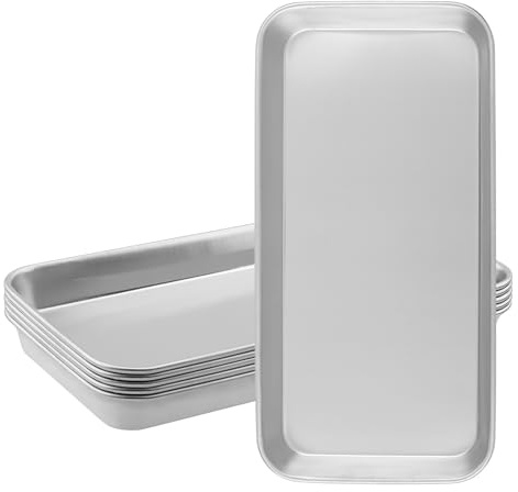 YIXNSW Lot de 6 Plateau Rectangulaire en INOX, Plat INOX Rectangulaire, Plateaux Médicaux en Acier Inoxydable, pour Appareils de Laboratoire, Pansements, Pinces de Maintien, 22,5 x 11,7 x 2 cm