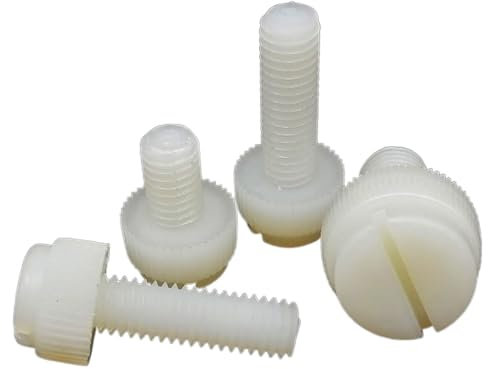 SYLALE Vis à molette isolée en Plastique et Nylon Blanc M3 M4 M5 M6 M8, 10 pièces, tête Fendue, réglage sans Outil, vis à Pouce, serrer à la Main, Boulon à Pouce(8mm,M5)