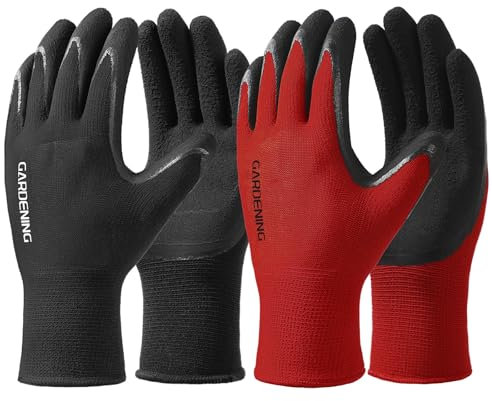 Trifabricy Garden Gloves for Women/Men - 6 Pairs Breathable Natural Latex Gardening Gloves with Grip, Outdoor Heavy Duty Protective Work Gloves for Lawn, Medium