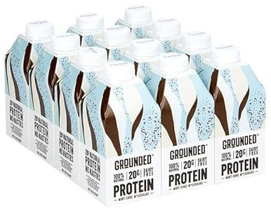 GROUNDED Vegan Mint Chocolate Protein Shakes (12 x 490ml) - 20g Of Vegan Protein Per Shake Bottle, Dairy & Gluten Free Protein Shake With Pea & Sunflower Protein - 100% Recycle Ready Packaging
