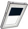 Tenda Oscurante Originale Roto ZRV - Guide di Scorrimento Laterali Bianco - Funzionamento Manuale - per Finestre da Tetto delle Serie Q - Dimensioni 114/118 | 11/11 - Colore del Tessuto Blu