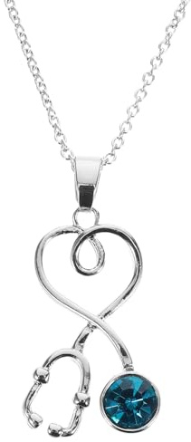 Holibanna Collana Stetoscopio Donna Collana Creativa Da Collo Con Design a Cuore Gioiello Elegante in Zirconia Regalo Per Infermiera Medico Laurea E Uso Quotidiano