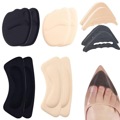 ZDNT 6 Paires Coussinets de Coussin Coussinets Inserts de Talons coussinets de talon Semelles confortables pour orteils et semelles avant pour éviter les douleurs trop grosses chaussures