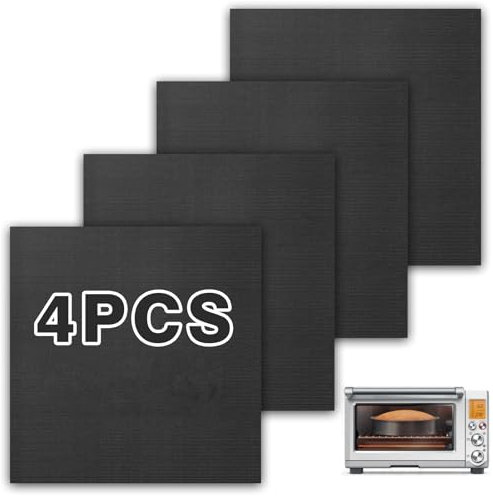 Air Fryer Oven Liners Compatible with Breville Smart Oven Air Fryer Pro BOV845BSS, 4 PCS Non-Stick Oven Liners for Bottom of Oven, Accessories for Breville Toaster Reusable Baking Mat