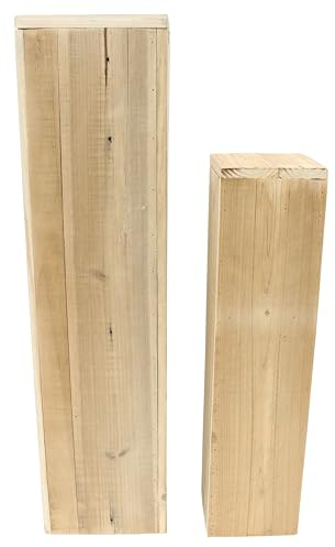 FRANK FLECHTWAREN Säule Rustikal, 2er Set, Holz, recycelt, jedes Teil EIN Unikat, da Naturprodukt individuell einsetzbar, vielseitig, Maße: 15 x 15 x 60 cm, 20 x 20 x 79 cm