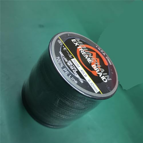 Crevyteg Línea de pesca trenzada negra de 4 hebras de 500 metros, súper fuerte, cuerda trenzada genérica, color negro, 40 libras, una