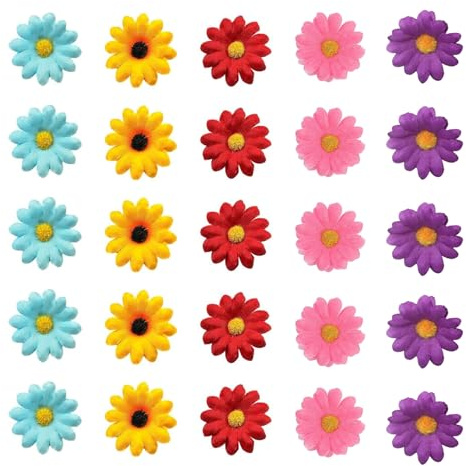 LoNinLoAn 100 Stück Künstliche Blumens, Gänseblümchen Blumenköpfe, ∅4 cm | Daisy Kunst Blumen, Seidenblumen Dekoblüten für Heimwerker Hochzeit Festival Party Zuhause