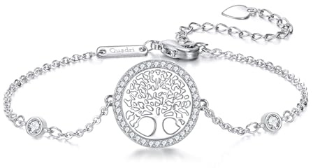 QUADRI - Armband Damen Silber 925 - mit Zirkonia - Made in Italy | Länge 18.3 cm - Geschenkidee für Geburtstag, Valentinstag, Weihnachten